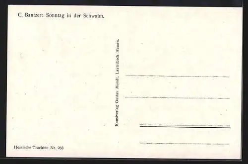 Künstler-AK C. Bantzer: Sonntag in der Schwalm, hessische Trachten