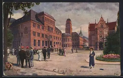 Künstler-AK H. Hoffmann: Freiburg / Br., die Universität