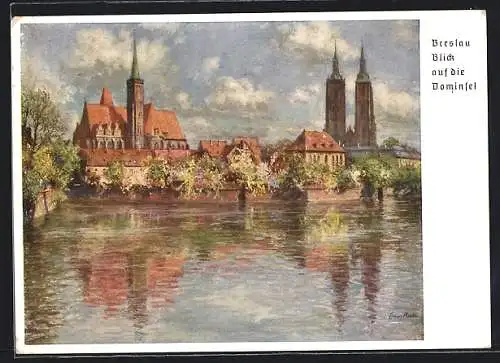 Künstler-AK Breslau, der Dom und die Kreuzkirche, Das malerische Breslau Nr. 1