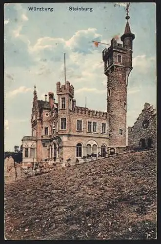 AK Würzburg, Blick auf Gasthaus Steinburg