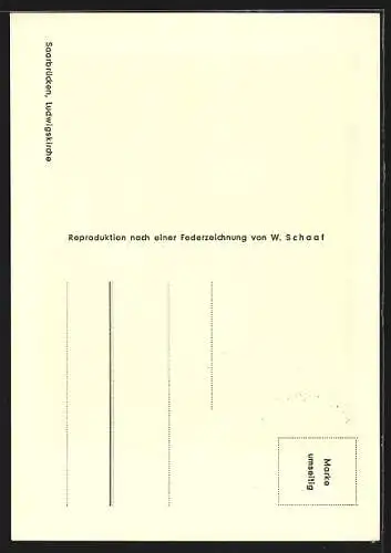 Künstler-AK Saarbrücken, 50 Jahre Grossstadt, Ludwigskirche