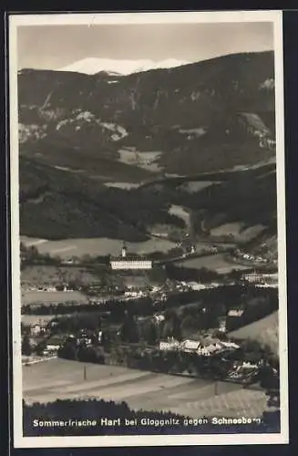 AK Hart bei Gloggnitz, Totalansicht gegen Schneeberg