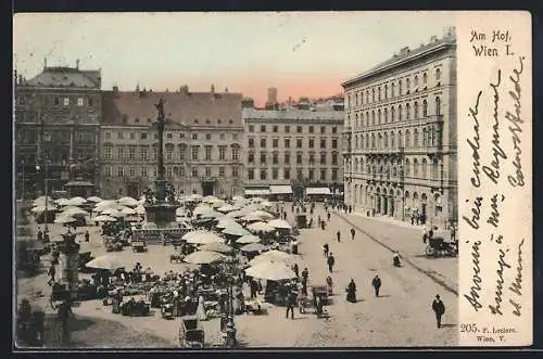 AK Wien, Markt auf dem Platz Am Hof