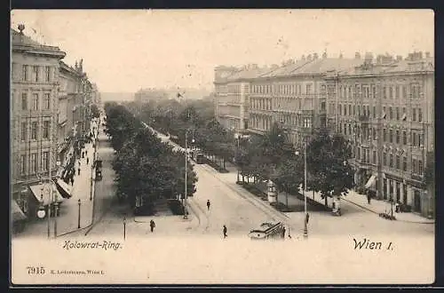 AK Wien, Strassenbahnen am Kolowrat-Ring