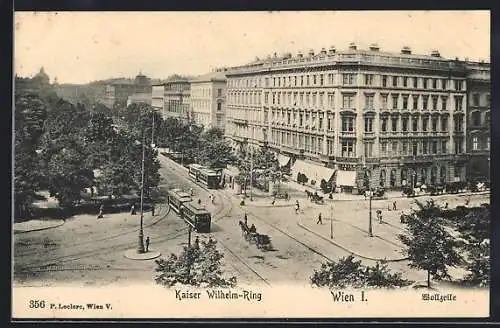 AK Wien, Park-Ring, Wollzeile, Strassenbahnen, Cafe Stadtpark, Kunst-Salon