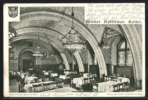 AK Wien, Restaurant Wiener Rathaus-Keller, Innenansicht