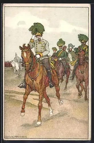 Künstler-AK Ludwig Koch: Kaiser Franz Josef I. von Österreich auf Pferd in Uniform