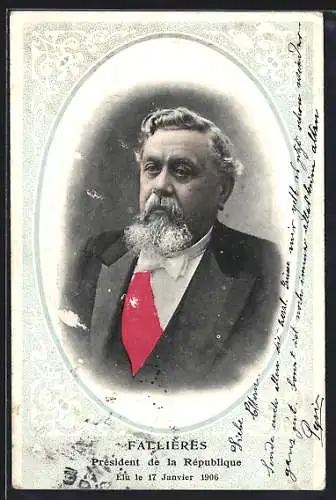 AK Präsident Fallieres, President de la Republique, Elu le 17 Janvier 1906