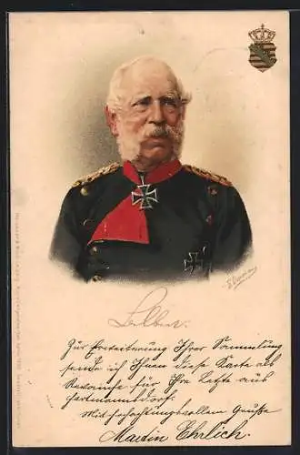 Künstler-AK E. A. Donadini: Bildnis König Albert von Sachsen in Uniform