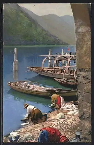 Künstler-AK Photochromie Nr. 3290: lago di Lugano, San Mamette