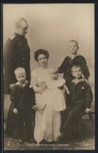 AK Gruppenbild der Familie des Kronprinzen von Sachsen