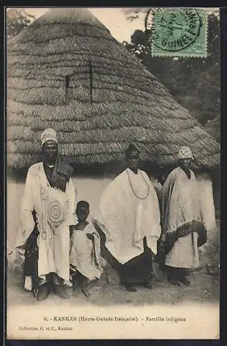 AK Kankan, Famille indigène, Eingeborene in Tracht