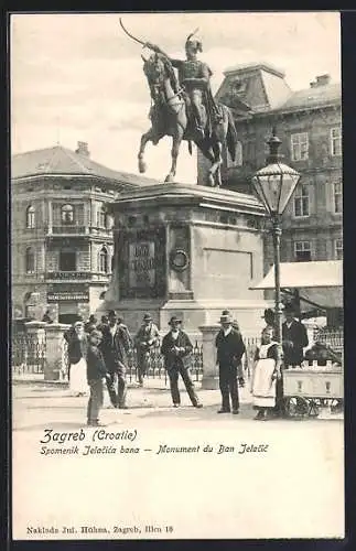 AK Zagreb, Spomenik Jelacica bana, Monument du Ban Jelacic, Reiterdenkmal