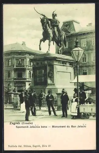 AK Zagreb, Spomenik Jelacica bana, Monument du Ban Jelacic, Reiterdenkmal