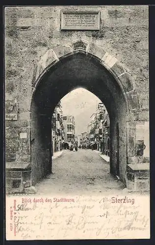 AK Sterzing, Strassenblick durch den Stadtturm