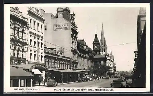 AK Melbourne /Vic., Swanston Street and Town Hall