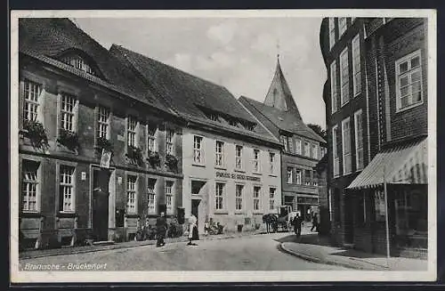 AK Bramsche-Brückenort, Strassenpartie mi Sparkasse des Kreisen Bersenbrück