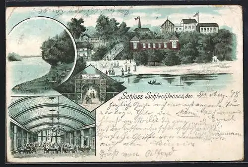 Lithographie Berlin-Zehlendorf, Gasthaus Schloss Schlachtensee