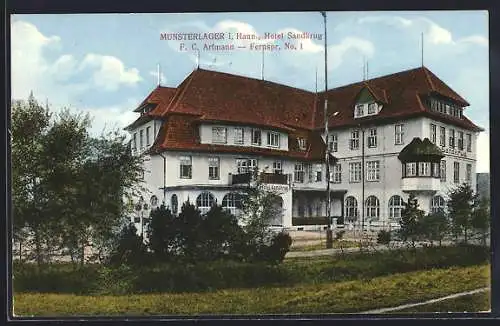 AK Munsterlager, Hotel Sandkrug, F. C. Artmann