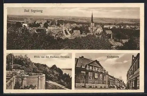 AK Bad Segeberg, Ortsansicht aus der Vogelschau, Blick von der Kurhaus-Terrasse, Kirchstrasse