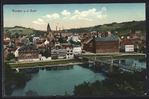 AK Werden a. d. Ruhr, Stadtansicht aus der Vogelschau