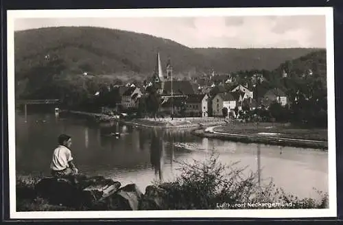 AK Neckargemünd, Ortsansicht mit Flusspartie