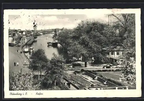 AK Oldenburg i. O., Hafen aus der Vogelschau