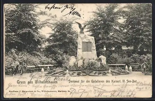 AK Wilhelmshaven, Denkmal für die Gefallenen des Kaiserl. II. See-Bat.