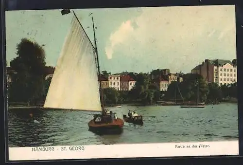 AK Hamburg-St. Georg, Partie an der Alster