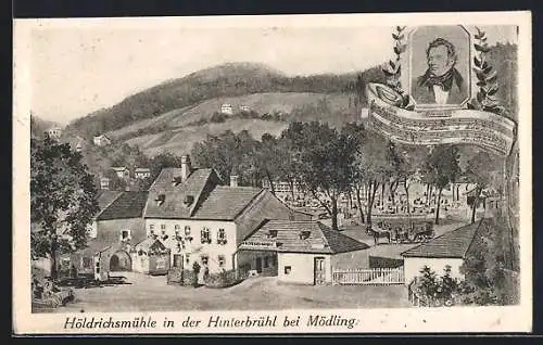 Künstler-AK Hinterbrühl bei Mödling, Blick auf die Holdrichsmühle