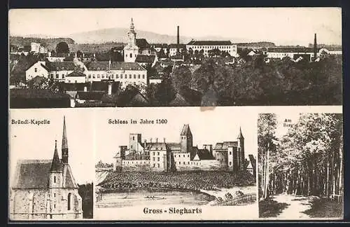 AK Gross-Siegharts, Gesamtansicht, Bründl-Kapelle, am Berg