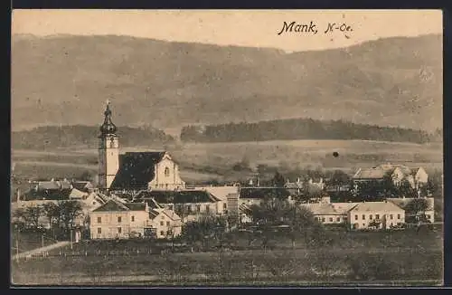 AK Mank /N.-Oe., Ortsansicht aus der Vogelschau