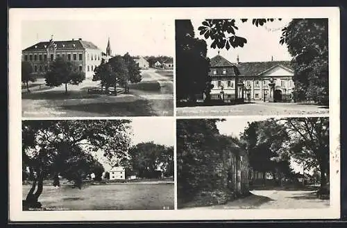 AK Marchegg, Eingang zum Rathaus, Ortspartien