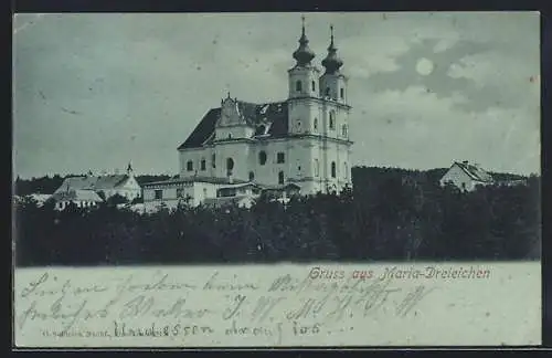 AK Maria-Dreieichen, Ortsansicht mit Kirche