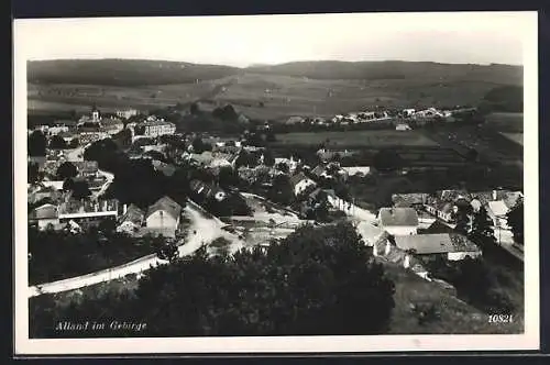 AK Alland im Gebirge, Totalansicht von einen Berg aus