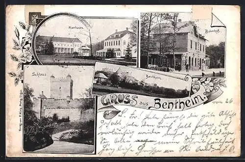 AK Bentheim, Ortsansicht, Kurhaus, Bahnhof, Schloss