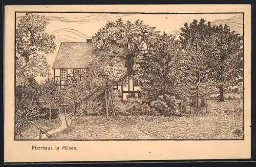 Künstler-AK Müsen, Pfarrhaus