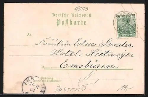 Lithographie Merzen /Hannover, Zur Post