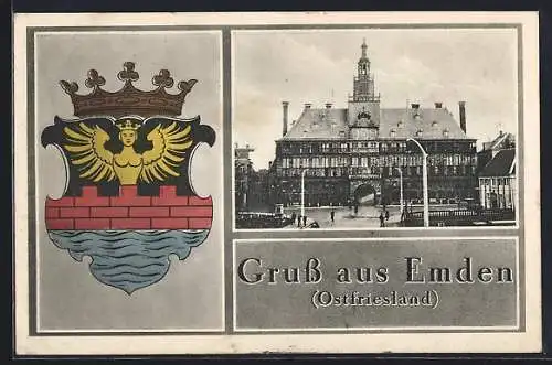 AK Emden /Ostfriesland, Rathaus und Wappen