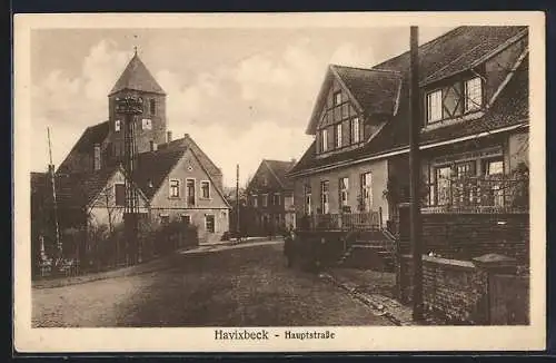 AK Havixbeck, Hauptstrasse mit Blick zur Kirche