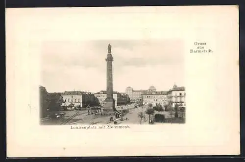 AK Darmstadt, Louisenplatz mit Monument