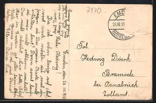 AK Emden, Rathaus mit Denkmal