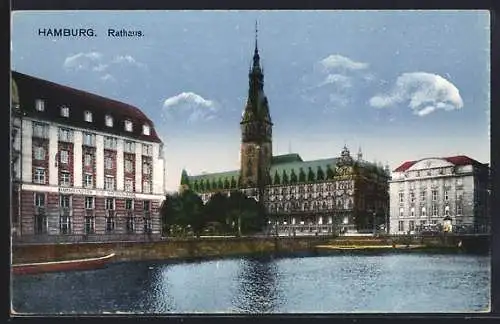 AK Hamburg, Rathaus mit Darmstädter und Nationalbank