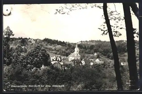 AK Nestelbach bei Graz, Teilansicht mit Kirche