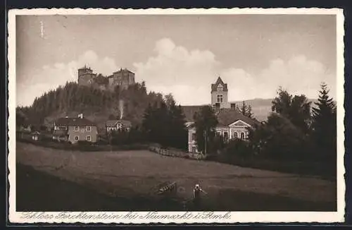 AK Neumarkt in Steiermark, Schloss Forchtenstein, Frau auf dem Feld