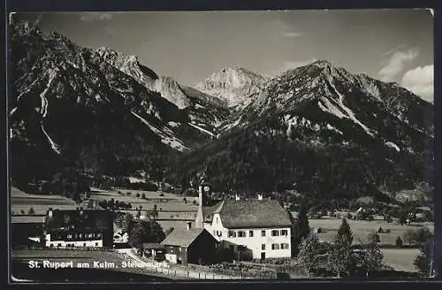 AK St. Rupert am Kulm, Ortspartie mit Bergen