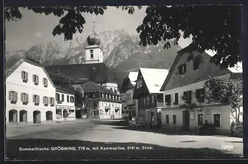 AK Gröbming /Stmk., Strassenpartie mit Gasthof Steiner und Kammspitze