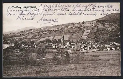 AK Hartberg /Steiermark, Teilansicht mit Kirche