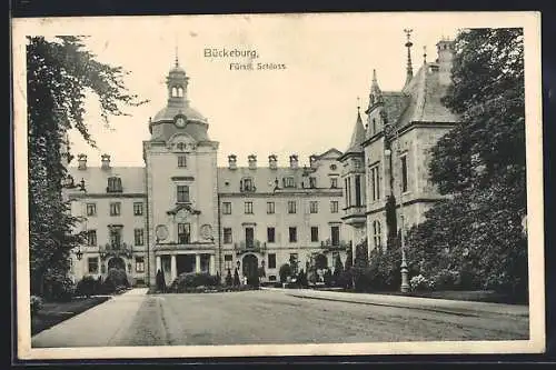 AK Bückeburg, Fürstliches Schloss mit Strassenpartie