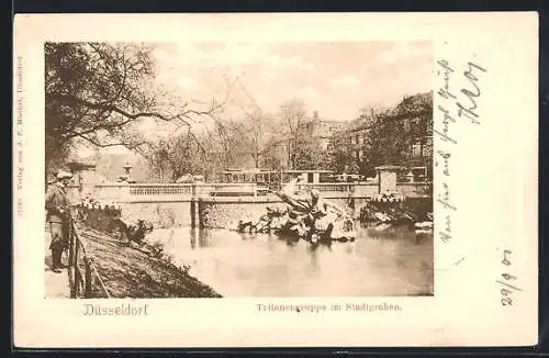 AK Düsseldorf, Tritonengruppe im Stadtgraben